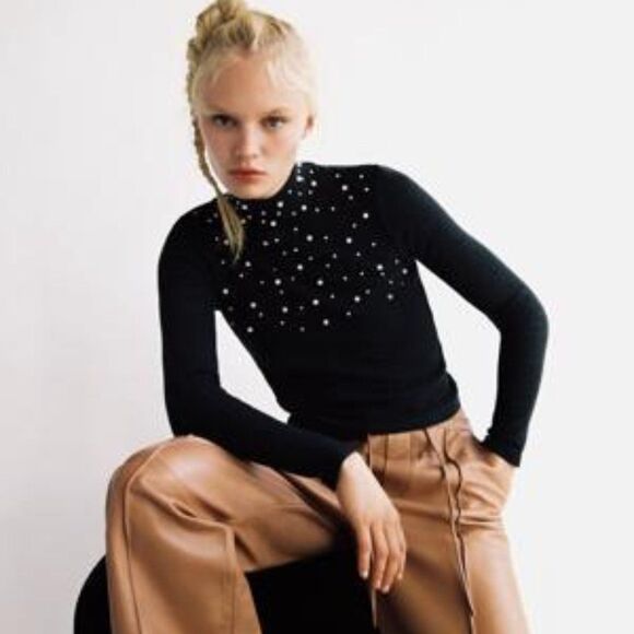 𝅺ZARA WOMEN'S SOFT FEEL PEARL SWEATSHIRT - Picture 5 of 6